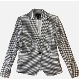 nwot Rachel Zoe Women's Black & White Monochrome Grid Blazer Sz L